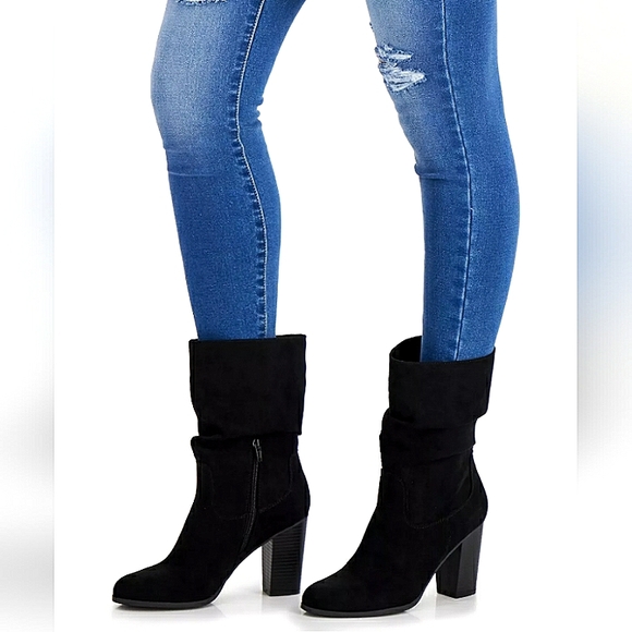 Style & Co. Shoes - New w /Box Style & Co. Saraa Faux Suede Black Mid-Calf Scrunch Boot Size 12